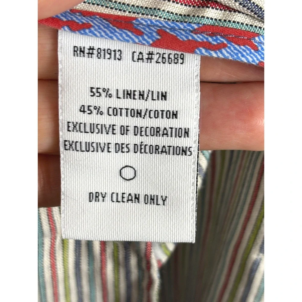 Robert Graham Mens 44 Classic Fit Linen Cotton Multi Color Stripe Blazer Jacket